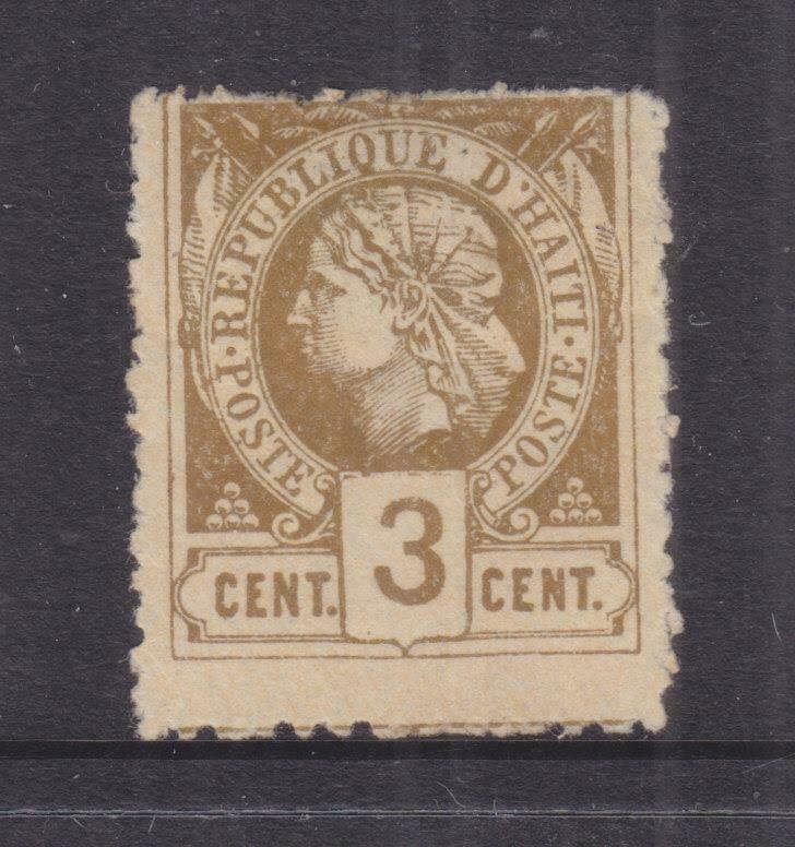 HAITI, 1882 perf. 3c. Olive Bistre, mint no gum.