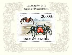 COMOROS - 2010 - Spiders, Indian Ocean - Perf Souv Sheet - Mint Never Hinged