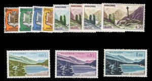 Andorra 143-153, $66.95, 1961 5c-1fr, never hinged