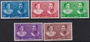 Sc# 871 / 875 Iran Crown Prince & Princess Fawziya 1939 full ML-MH set $44.00