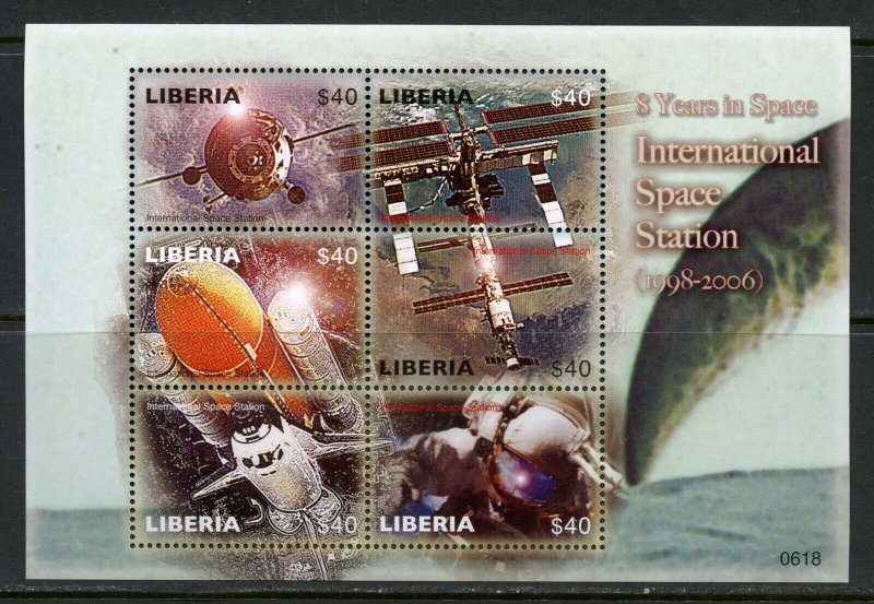 LIBERIA  8 YEARS IN SPACE INTERNATIONAL  SPACE STATION SHEET MINT NH