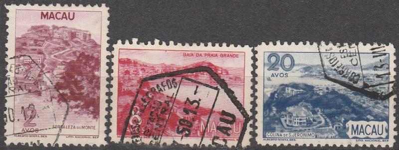 Macao #325, 327, 329 F-VF Used  CV $3.90  (A14741)