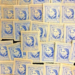 862 Louisa May Alcott, Author-Famous American 50 Mint Hinged 5 cent stamps 1940 