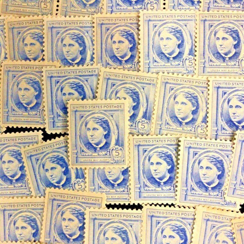862 Louisa May Alcott, Author-Famous American 50 Mint Hinged 5 cent stamps 1940 