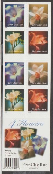 U.S. Scott #3457e Flower Stamps - Mint NH Booklet