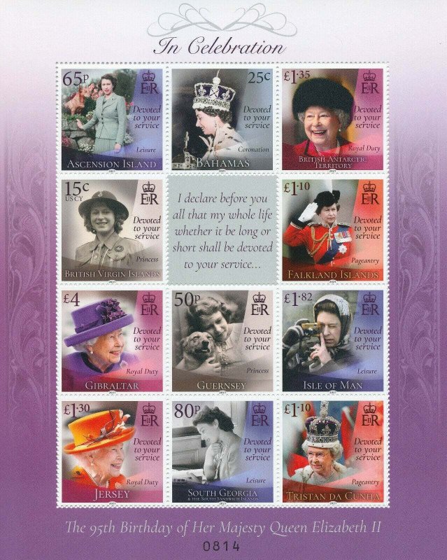 Royalty Stamps 2021 MNH Queen Elizabeth II 95th Birthday Joint Issue 11v M/S 