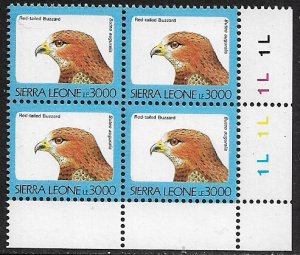 Sierra Leone #1546B MNH Plate # Block - Red-Tailed Buzzard