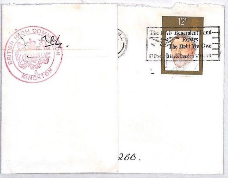 BQ235 1980 Jamaica Kingston DIPLOMATIC BAG Airmail Cover GB Franking {samwells}