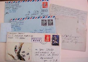 JAPAN COVERS WITH LETTER in JAPANESE LANGUAGE 1983 x3 TO USA also 1 IN ENGLISH