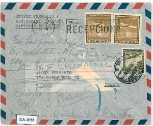 POSTAL HISTORY : CHILE - AIRMAIL COVER to ITALY 1953 - DOUBLE CANCELL