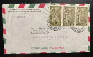 1947 Mexico City Mexico Czech Legation Airmail Cover To Prague Czechoslovakia 