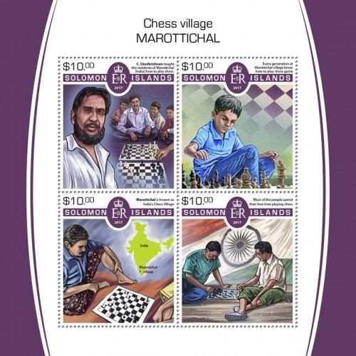 SOLOMON ISLANDS - 2017 - Marottichal Chess Villages - Perf 4v Sheet - MNH