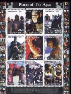 PLANET OF THE APES Mark Wahlberg - Mini Sheet of 9 MNH Kyrgyzstan - E33 