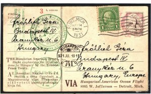 USA POLITICAL *Hungarian-American Ocean Flight* Card Hungary PROPAGANDA 1931 Z37