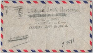 Canada 1943 WWII Y-Force Jamaica Private Soldier's Handstamp Military Cover