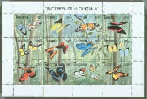 Tanzania #1054M  Souvenir Sheet (Butterflies) (Fauna)