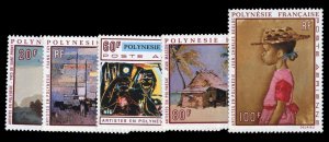 French Polynesia C63-67, $82, 1970 Paintings, never hinged