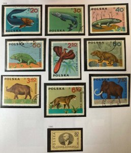 Poland 1966 prehistoric animals dinosaurs Henryk Sienkiewicz sg1639/48 USED 