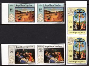 Togo 1983 Sc#1164/1166 PAINTINGS BY RAPHAEL-BELLINI-CARRACCI PAIR IMPERFORATED