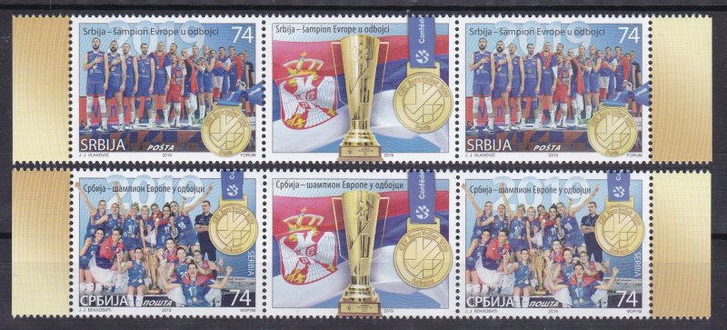 Serbia 2019 Europa Men and Women Volleyball Champions Sports Flags middle MNH