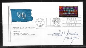 United Nations 226 Definitive Headquarters Cachet FDC Signed by Designer