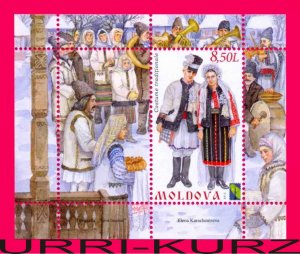 MOLDOVA 2012 Folk National Traditional Costumes RCC s-s Sc748 Mi Bl.62(792) MNH