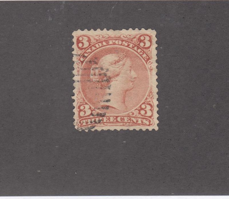 CANADA # 25 VF-3cts PART GRILL CANCEL LARGE QUEEN CAT VALUE $50