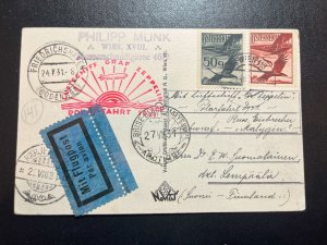 1931 Austria LZ 127 Graf Zeppelin Polar Flight Postcard Cover Vienna to Finland