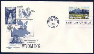 UNITED STATES FDC 25¢ Wyoming Statehood 1990 Artmaster