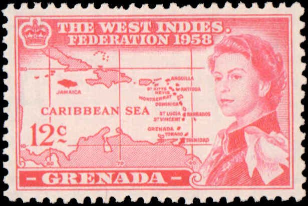 Grenada #184-186, Complete Set(3), 1958, Never Hinged