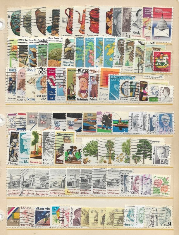 U.S. Collection 743 Diff. Commemoratives & Definitive Used 1974-1995 CV $200.00+