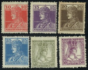 Hungary #127-132 Charles IV Queen Zita Postage Stamps Europe 1918 Mint NH OG