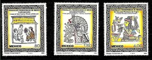 #906 MEXICO 1981 ART,PREHISPANIC ILUSTRATIONS,CERAMICS YV 982-4 MNH