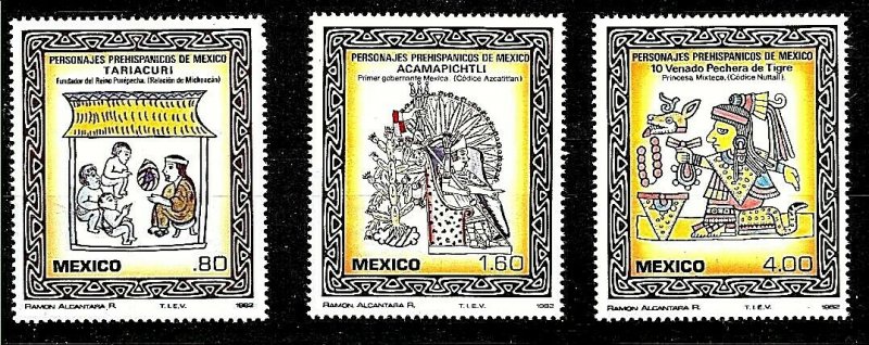#906 MEXICO 1981 ART,PREHISPANIC ILUSTRATIONS,CERAMICS YV 982-4 MNH