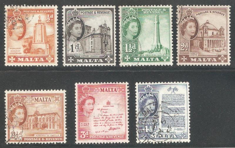 Malta 1956,QE-II,Sc 247-253,VF USED (SL-1)