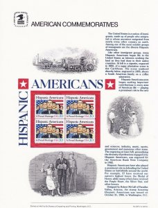 USPS Commemorative Panel 235 Hispanic American #2103 Block/4 Mint