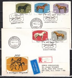 Hungary, Scott cat. 2932-2936. Horses, IMPERF issue. 2 First day covers. ^