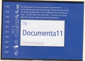 Germany 2162 MNH 2002 Documenta11 Art Exhibition Souvenir Sheet VF