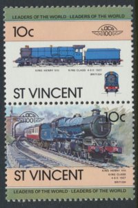 St. Vincent  SC# 699a-b  MNH Trains Locomotives se-tenant pair 1983  see deta...