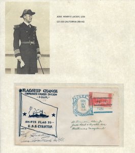 1934 Adm Henry Lackey USS Northampton Flagship Change (53469)