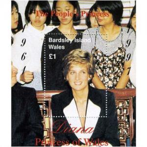 Bardsley Island Scotland 1997 PRINCESS DIANA IN CHINA s/s Perforated Mint (NH)