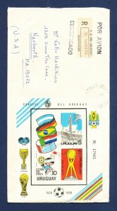 URUGUAY - Scott 1094a - FVF on Registered cover to USA - World Cup Soccer - 1980