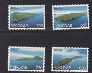 Faroe Islands # 383-386, Island Views, Mint NH, 1/2 Cat.