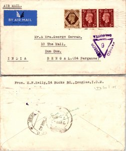 1940 GREAT BRITAIN MULTI STAMP TO INDIA + CENSORED ( POSTAL HISTORY ), 1940