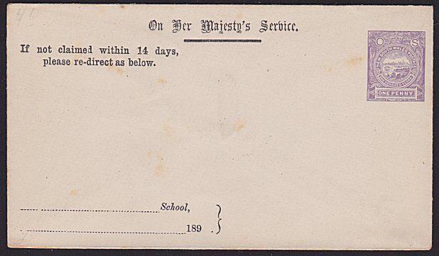 NEW SOUTH WALES 1890S 1d Official OS OHMS envelope - for schools unused.....3715