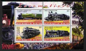 BURUNDI - 2011 - Steam Trains - Perf 4v Sheet #1 - Mint Never Hinged