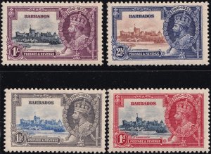 Sc# 186 / 189 Barbados 1935 KGV Silver Jubilee complete set MMH CV $30 Set #1