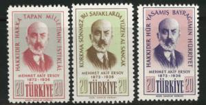 TURKEY Scott 1219-1221 MNH** 1956 set