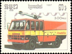 Cambodia  #823-829, Complete Set(7), 1987, Fire / Firefighting, Never Hinged