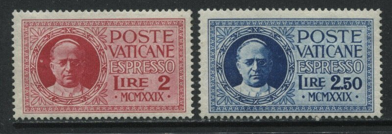 Vatican 1929 Special Deliveries 2 and 2.50 lire mint hinged